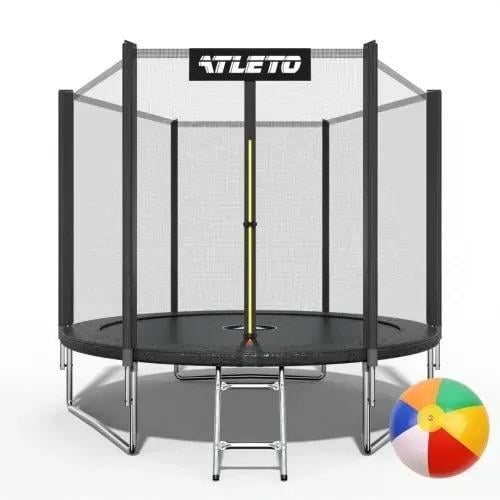 Батут детский с сеткой и стремянкой Atleto 312 см Черный