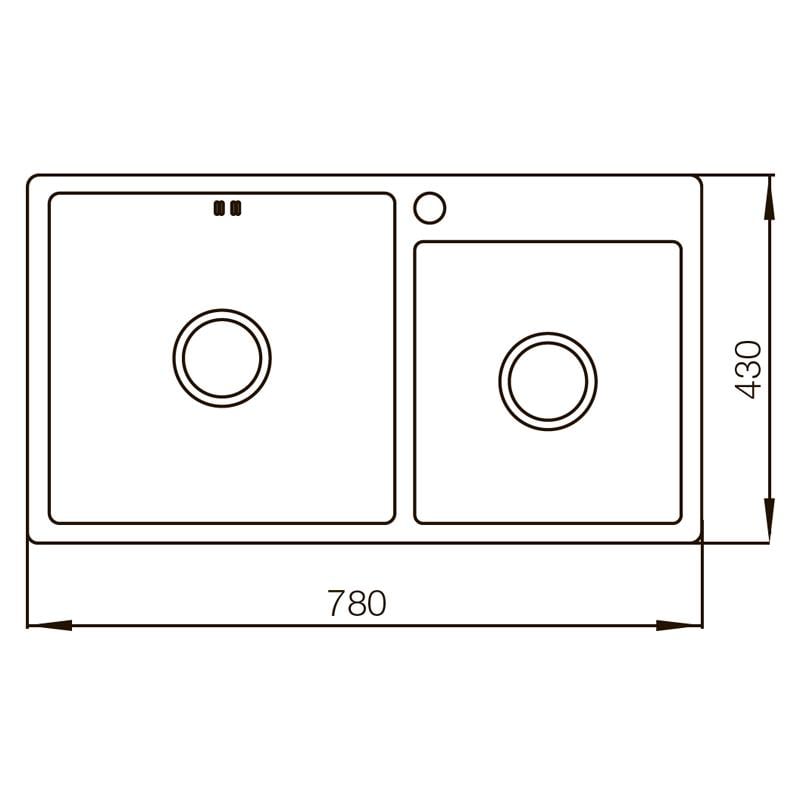 Мойка кухонная Mixxus MX7843-220x1.0-PVD на две чаши с нержавейки врезная прямоугольная (MX0565) - фото 3