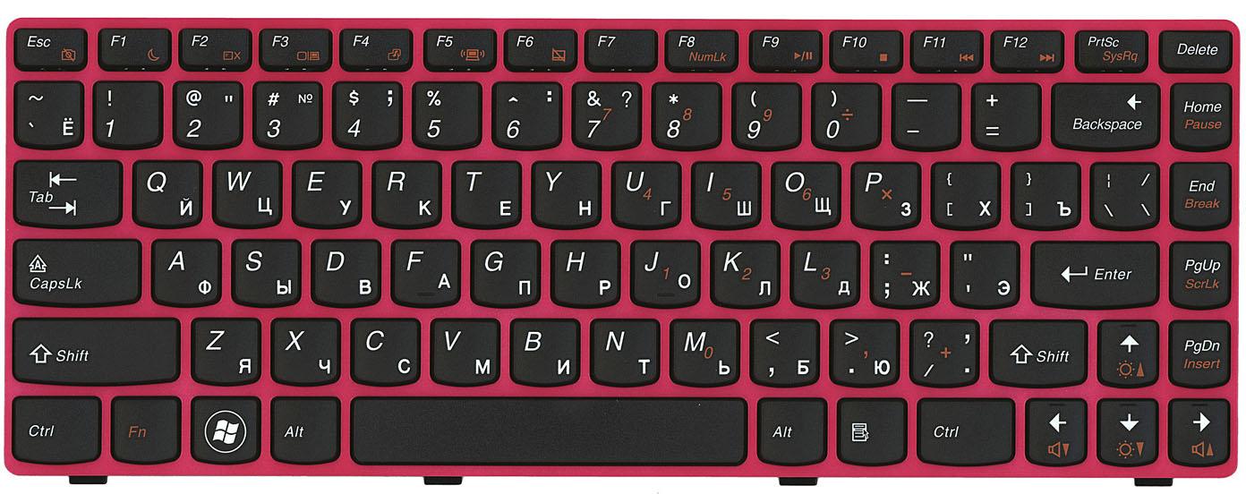 Клавиатура для ноутбука Lenovo IdeaPad Z470/G470Ah/G470GH/Z370 Red Frame Black