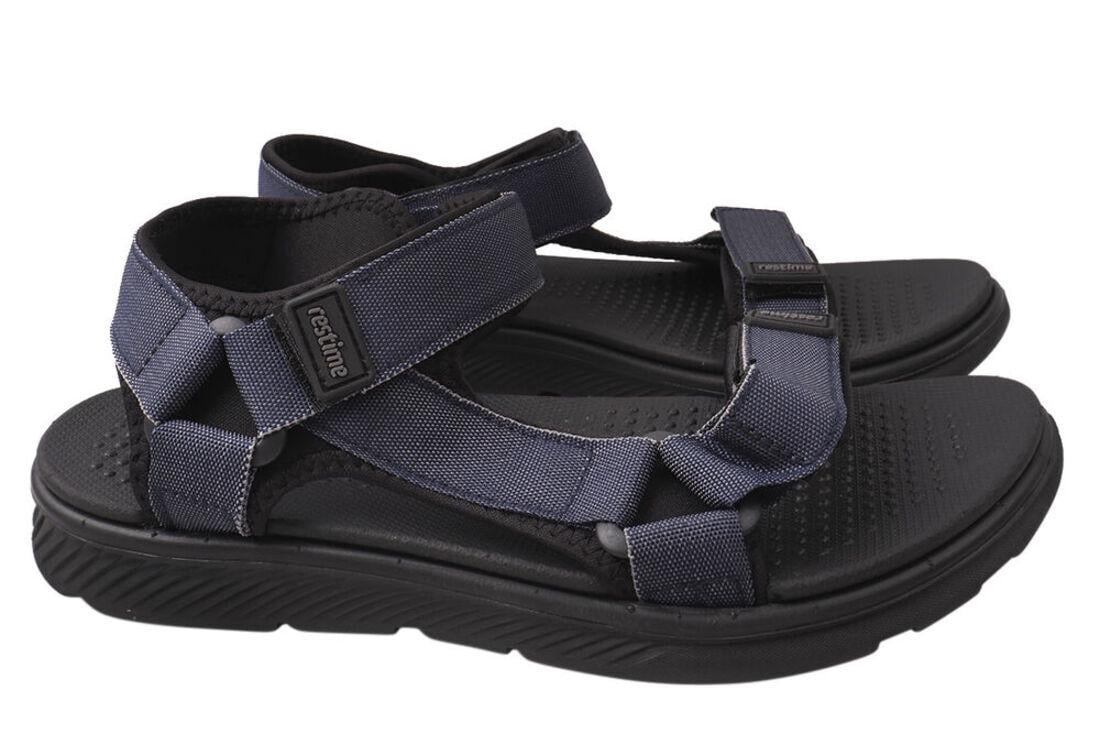 Босоножки мужские Restime из текстиля на низком ходу с открытой пятой р. 45 Синий (178-21LBS)