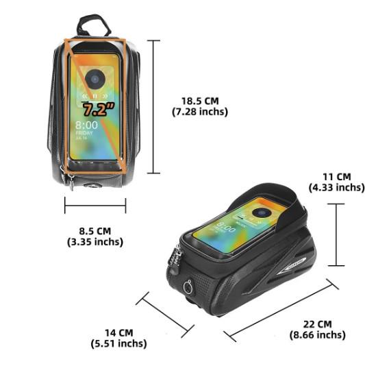 Велосумка для смартфона на раму водонепроникна 7,2" Чорний (IBV012B) - фото 7