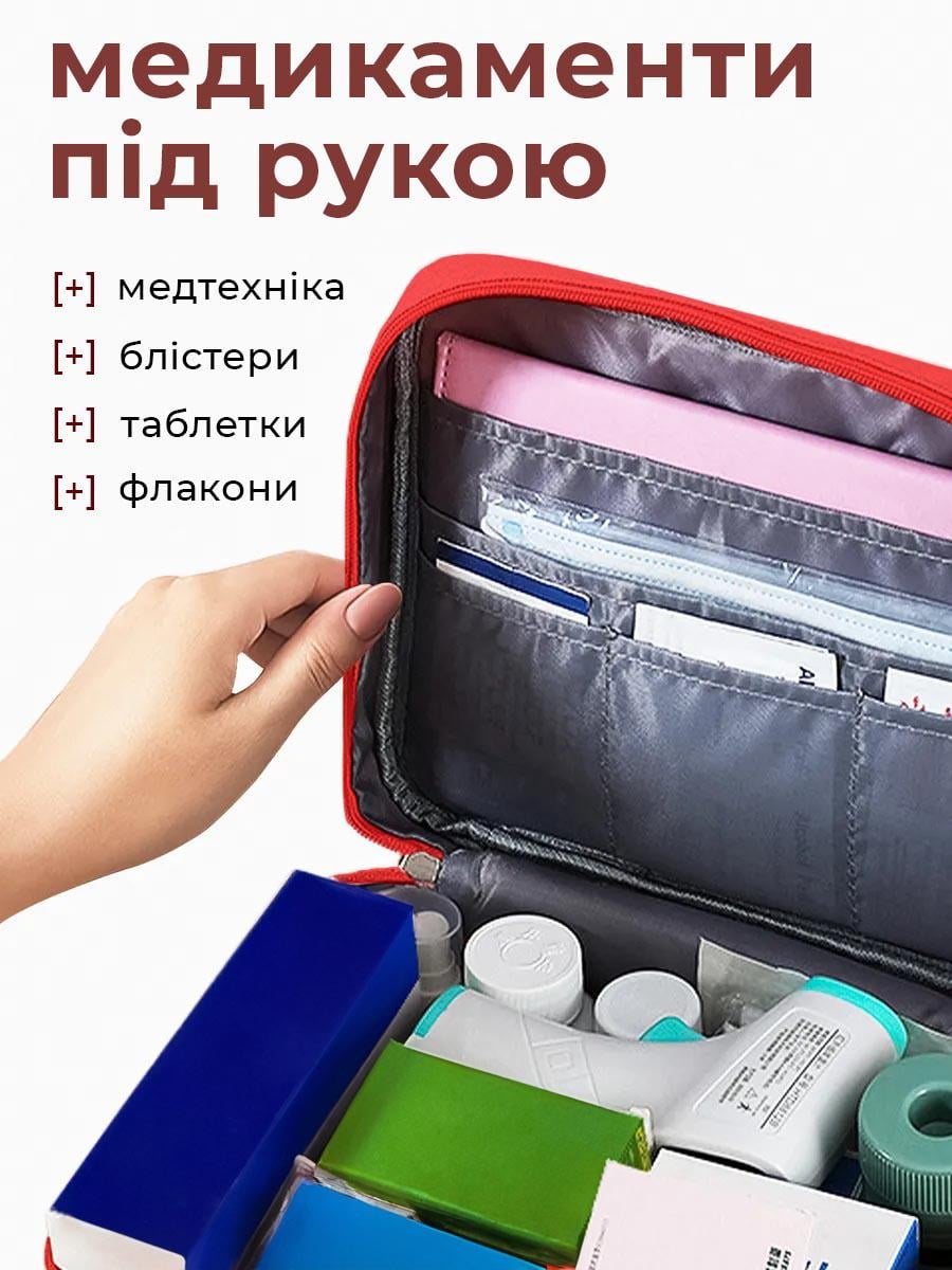 Аптечка-органайзер для лекарств без наполнения 24x20x12 см Красный (0073-0002) - фото 2 Аптечка-органайзер для лекарств без наполнения 24x20x12 см Красный (0073-0002) - фото 2