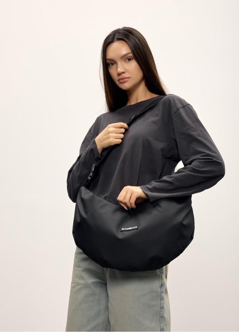 Женская сумка Sambag HOBO Bag-glove тканевая 50х28х5 см Черный (53400064)