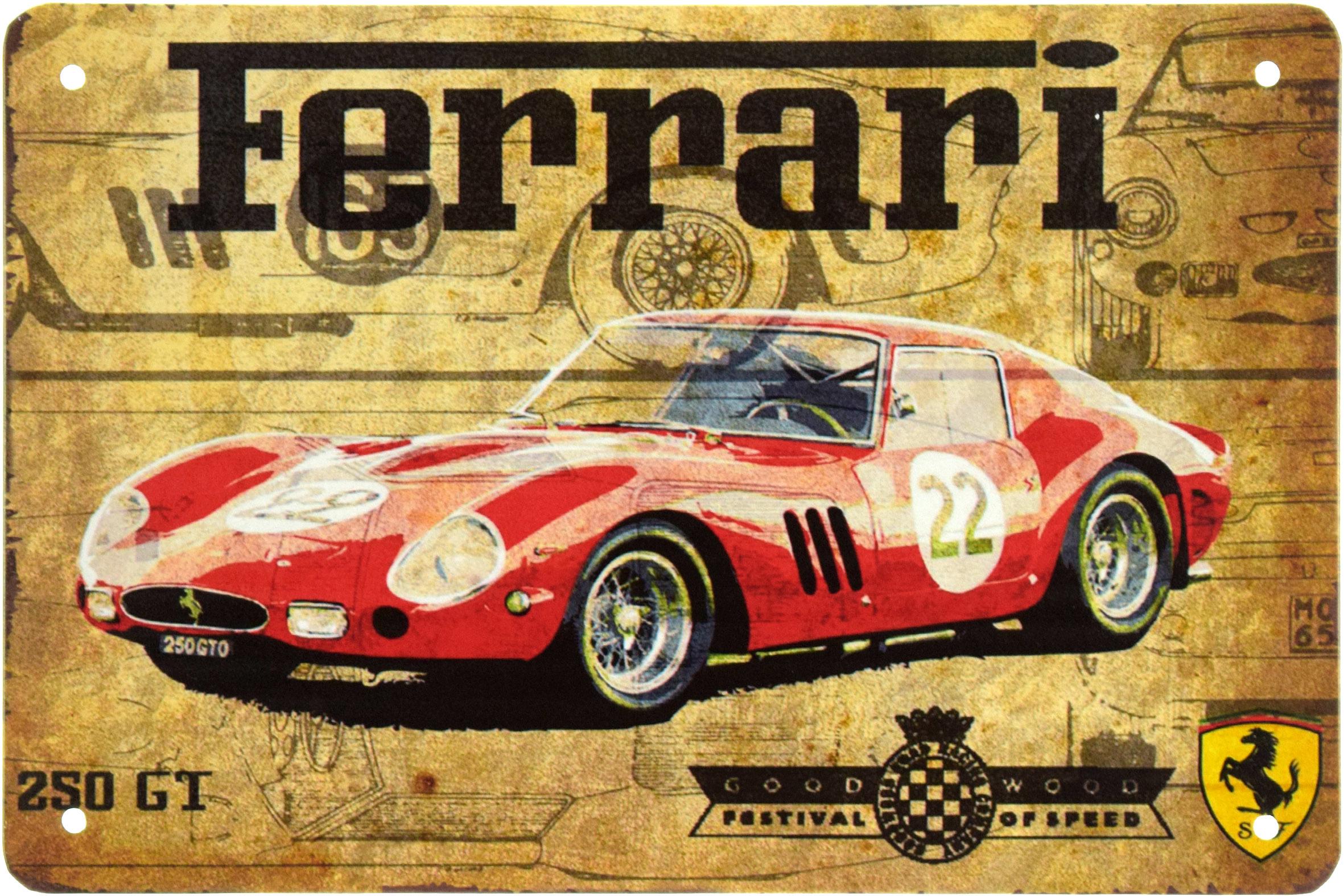 Табличка металева Ferrari 250 GT Number 22 20x30 см