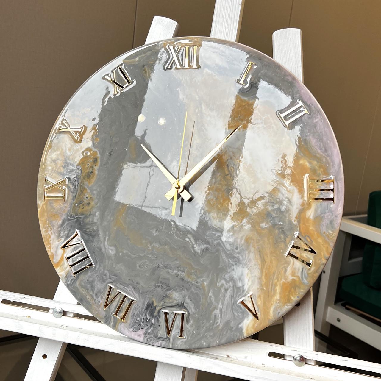 Часы настенные круглые из эпоксидной смолы EPOXY M147 40x40 см