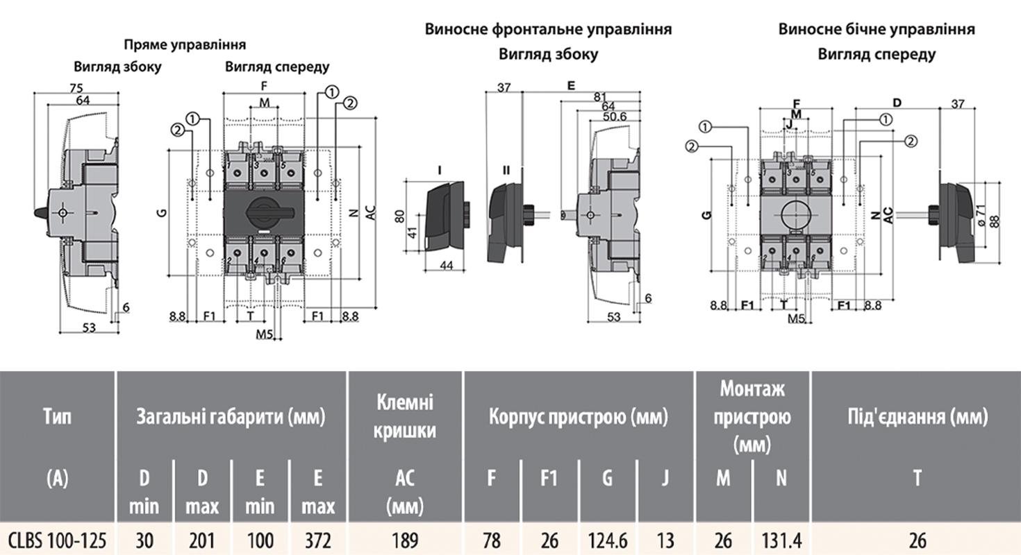 Выключатель нагрузки ETI CLBS 100 3Р 100A без рукоятки (4661405) - фото 2