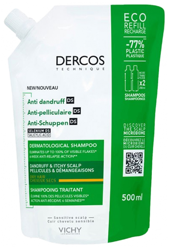 Шампунь против перхоти Vichy Dercos Лечебный DS Dry Hair Eco-Refill для сухих волос 500 мл (23512269)