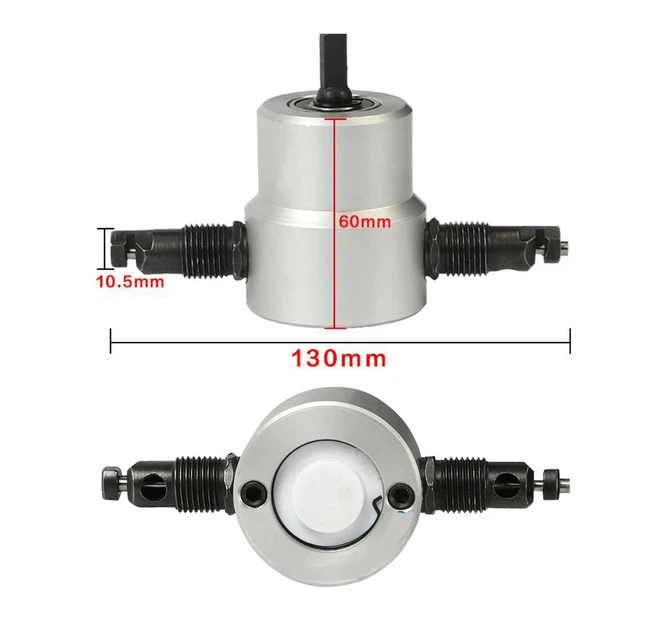 Ножницы высечные для листового металла/насадка на дрель/резак сверчок Silver OT143 в кейсе - фото 6