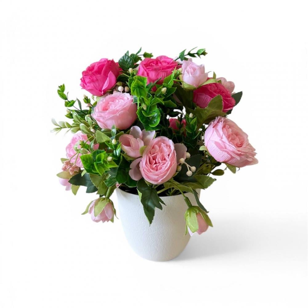 Букет пионов в кашпо ПЛАСТМАКС Розовый (R1405)