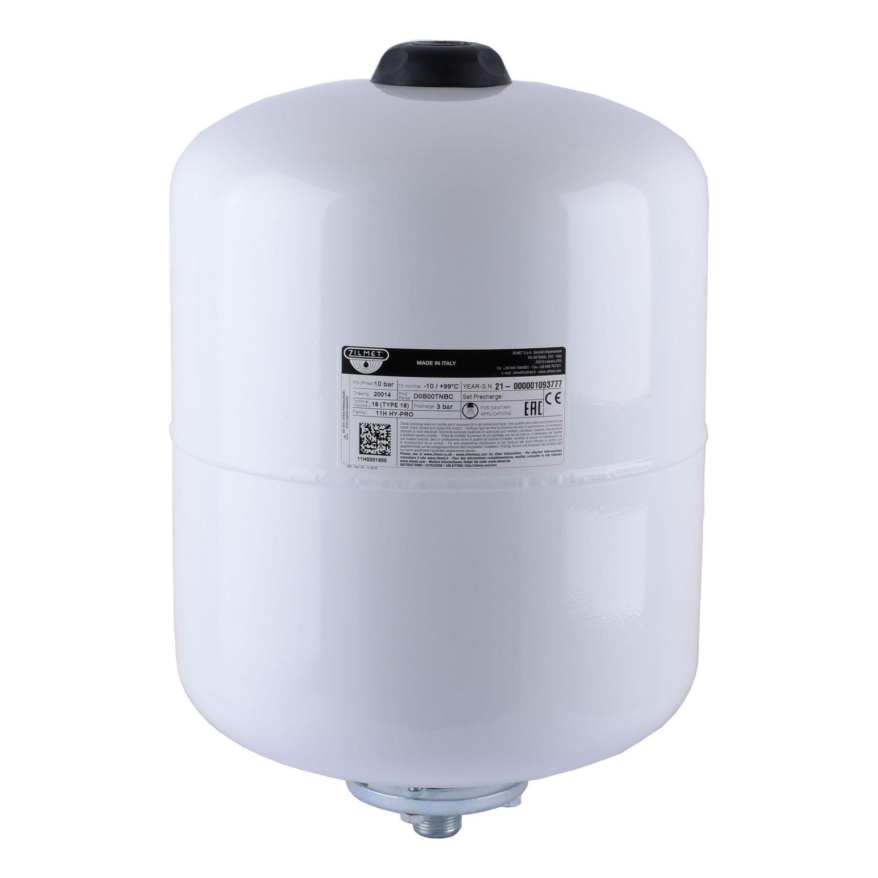 Гидроаккумулятор со сменной мембраной Zilmet HY-PRO 19 л 10 бар Белый (11H0001900)