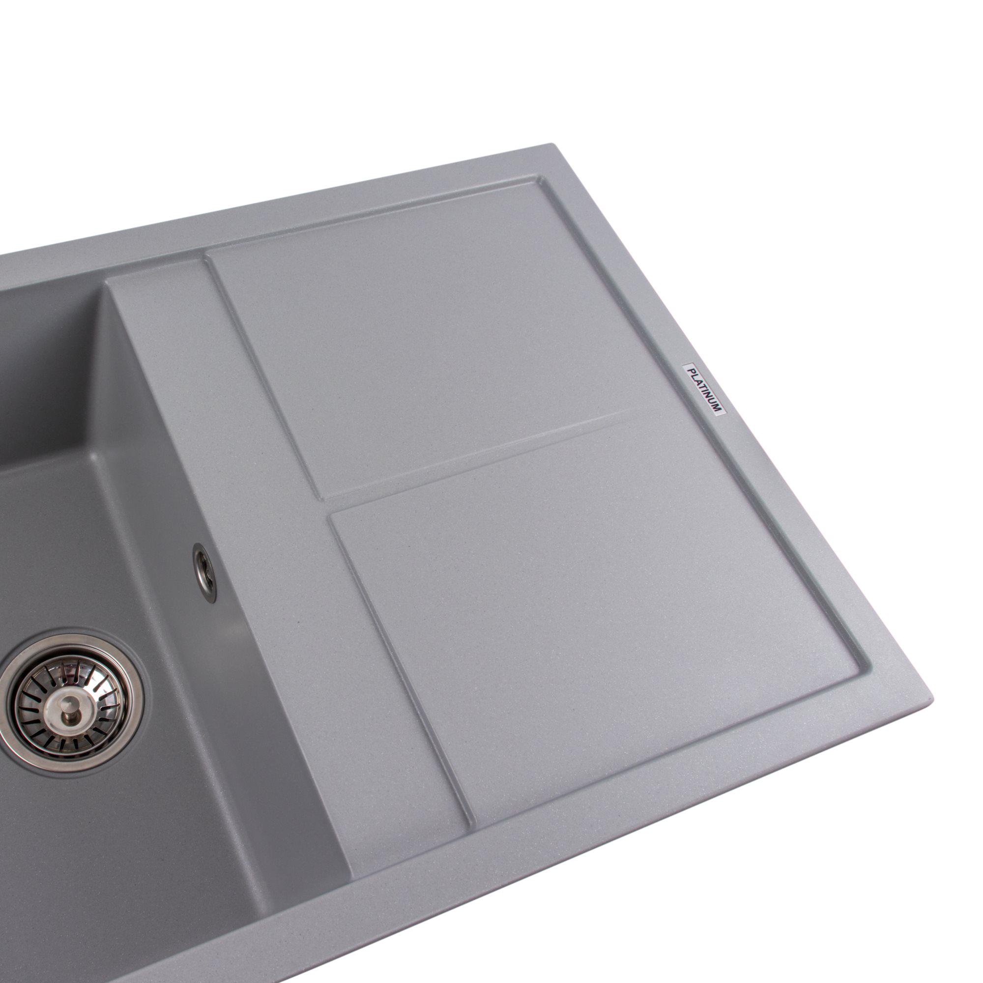 Мийка для кухні гранітна Platinum 7950 Selena матова Сірий металік - фото 3 Мийка для кухні гранітна Platinum 7950 Selena матова Сірий металік - фото 3