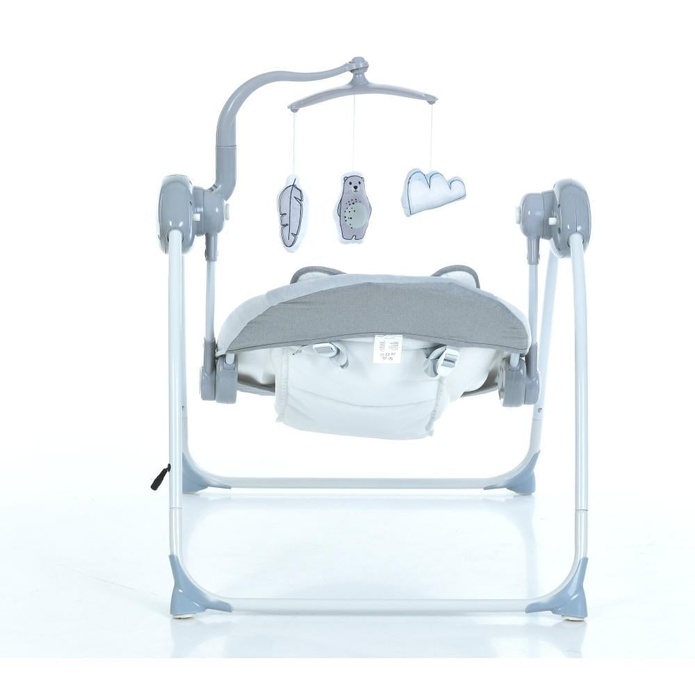 Качели ME 1075 TEDDY пульт 5 скоростей таймер 12 мелодий 2 положения спинки Серый (26862133) - фото 3