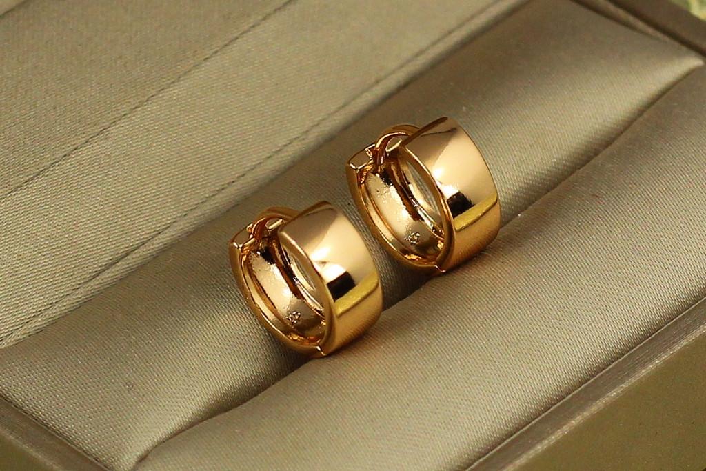 Серьги Xuping Jewelry широкие гладкие колечки 1,3 см Золотистый (2442342962)