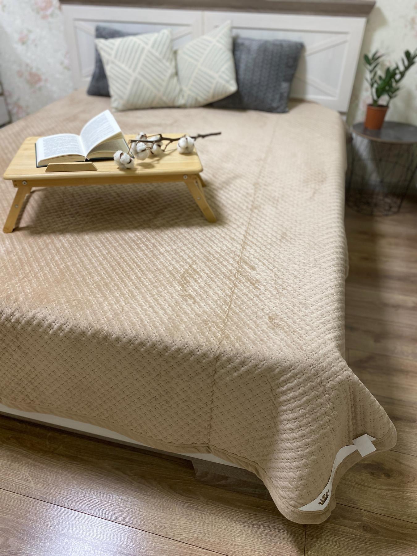 Покрывало Soty велюр евро 200х220 см Бежевый (23993626)