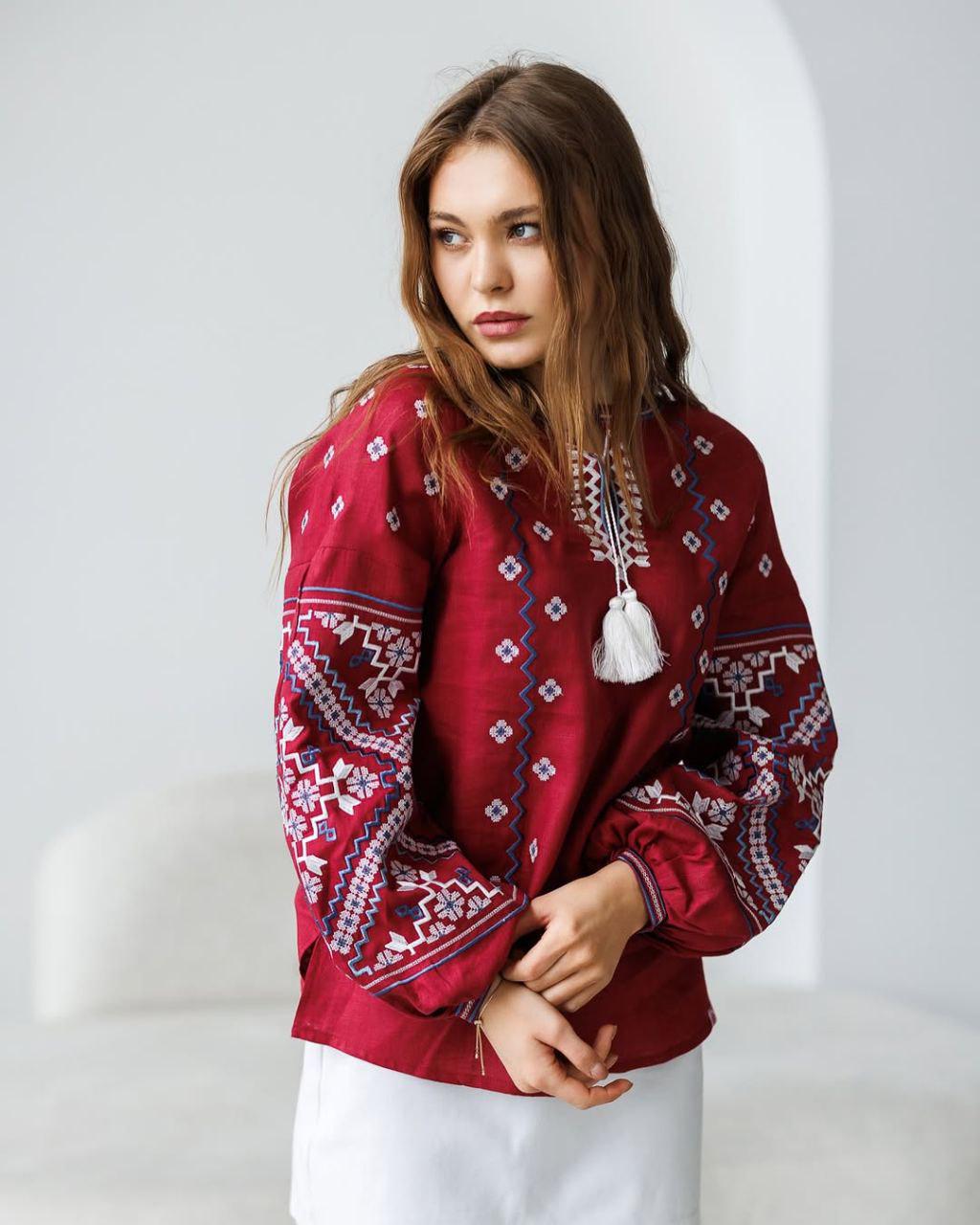 Вышиванка женская р. 48 Бордовый (845)