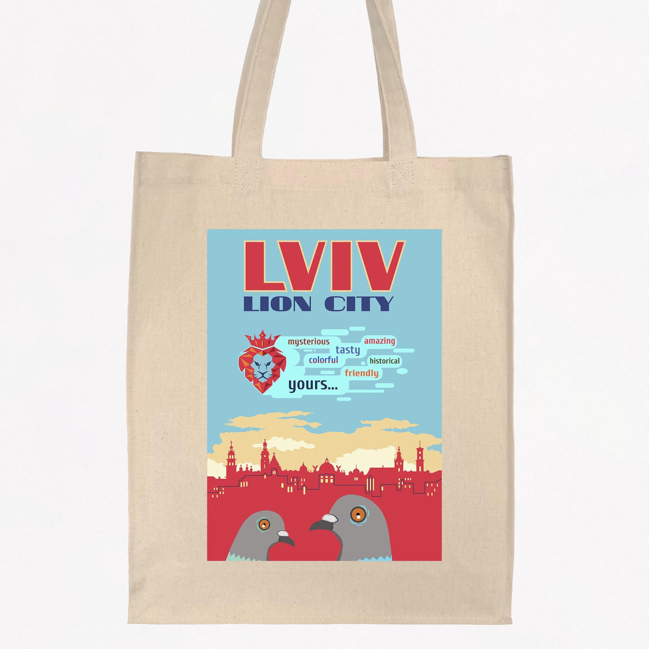Экосумка-шопер Малюнки с принтом "Львів-Lion City" объемный 35х42х10 см Бежевый (SHLS02) Экосумка-шопер Малюнки с принтом "Львів-Lion City" объемный 35х42х10 см Бежевый (SHLS02)