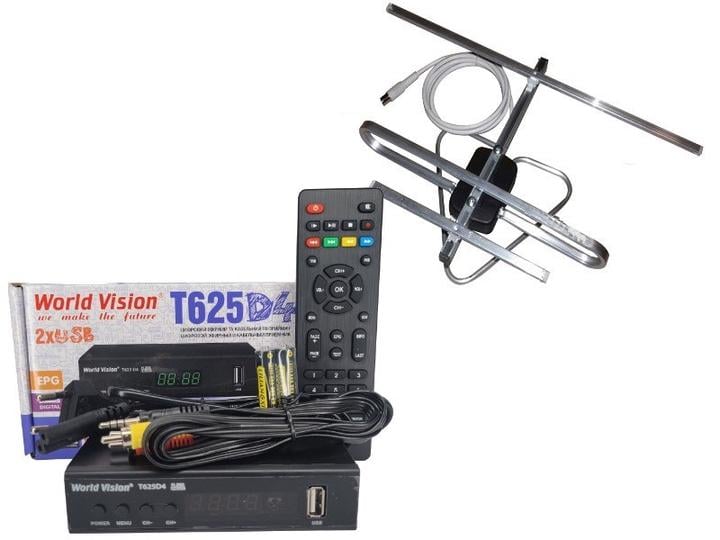 Тюнер World Vision T625D4/антенна комнатная с усилителем A-sus 01