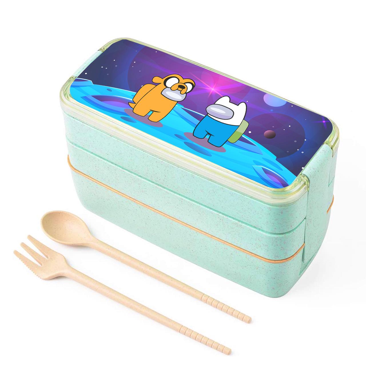 Ланч-бокс Among Us Adventure Time Finn & Jake 900 мл с вилкой и ложкой Мятный (34713-2414-MT)