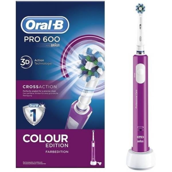 Электрическая зубная щетка Oral-B Pro 600 CrossAction Color Edition Pink D16.513 1 шт. - фото 1