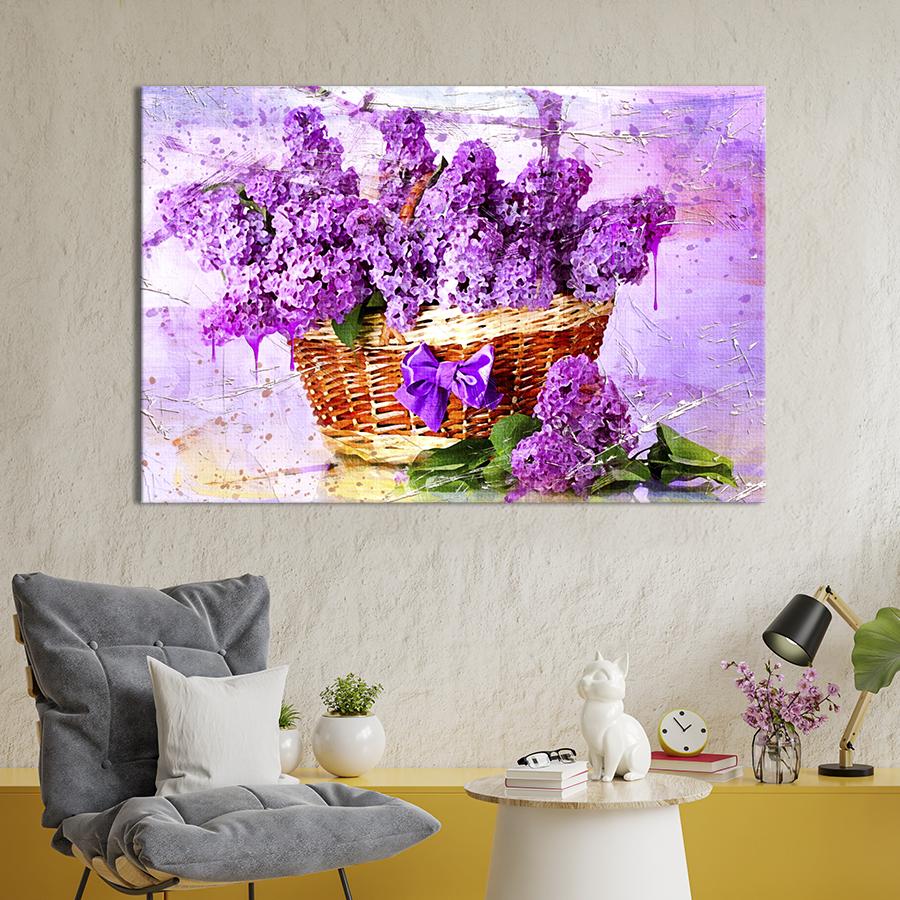 Картина на холсте Корзина сирени 51x34 см (853-1)