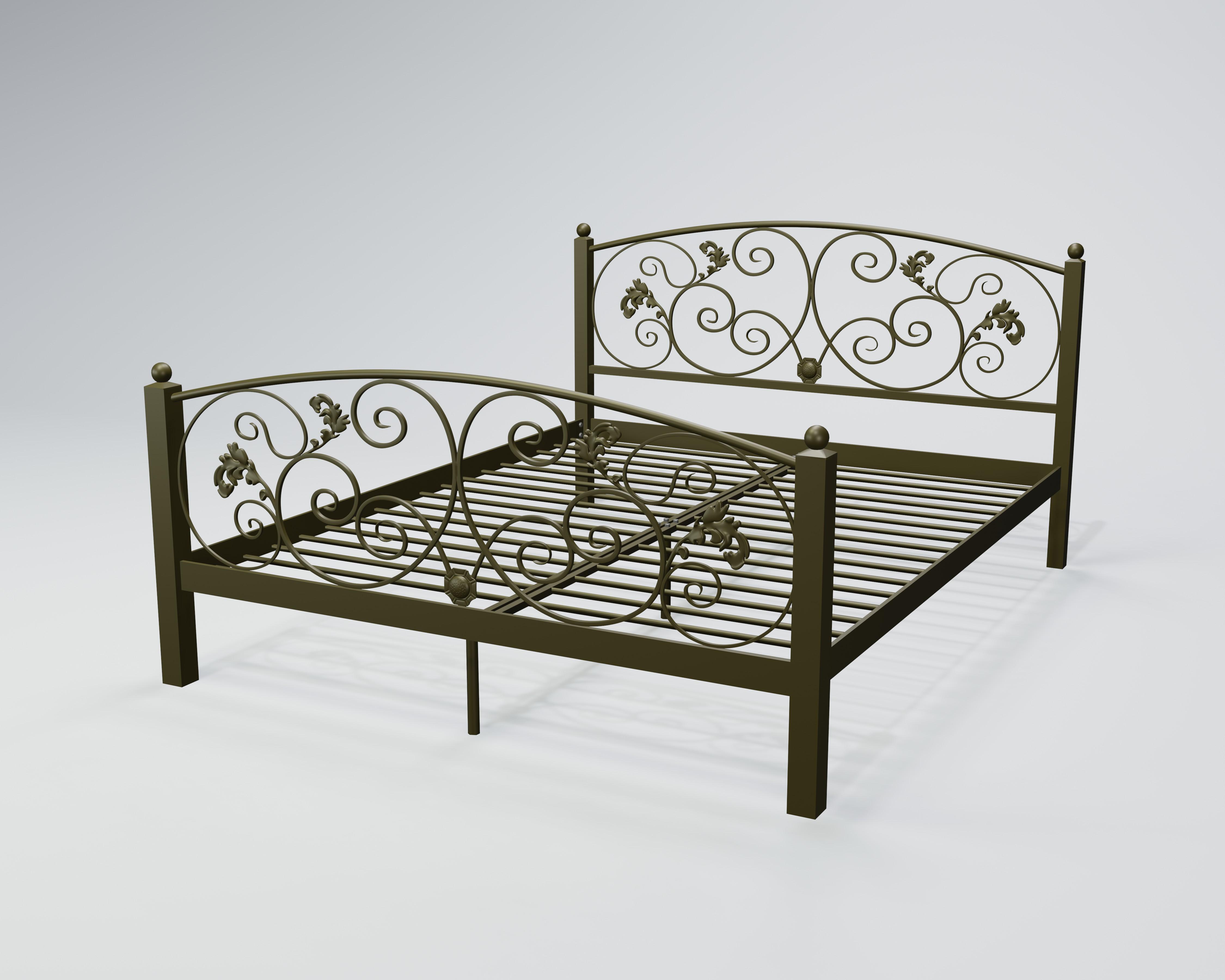 Кровать металлическая Магнолия 180x200 см Черный/Золотой