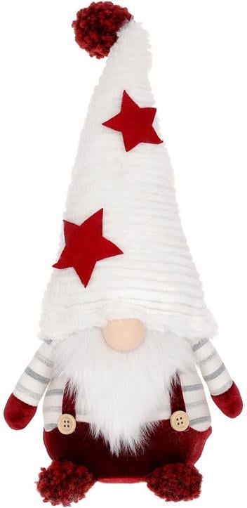 Іграшка м'яка Гном у білому ковпаку 16х11х38 см Білий з червоним