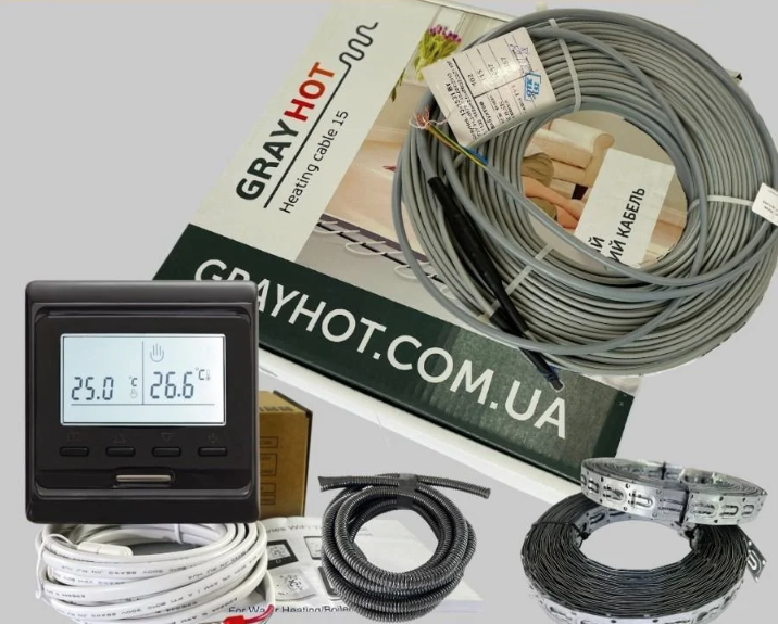 Тепла підлога GrayHоt 15 1,1-1,7 м2 186 Вт з програмованим термостатом Чорний (51477)
