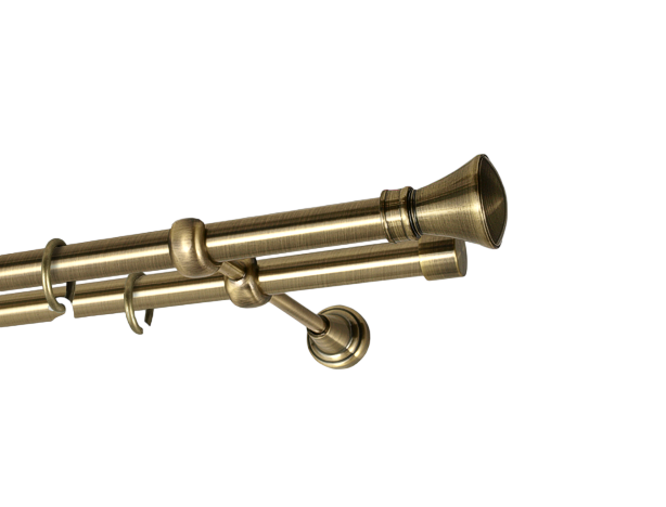 Карниз MStyle Люксор металлический двухрядный труба гладкая 19/19 мм 200 см Антик (K010027)