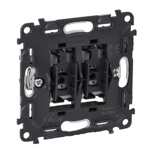 Выключатель Legrand Valena IN'MATIC 2-х клавишный/скрытый монтаж Черный (752018)