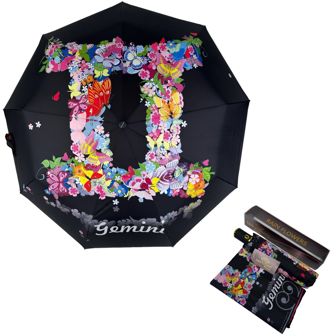 Зонт женский автомат Rain Зодиак Flower Близнецы Gemini в подарочной упаковке с платком (01040-8) - фото 2 Зонт женский автомат Rain Зодиак Flower Близнецы Gemini в подарочной упаковке с платком (01040-8) - фото 2