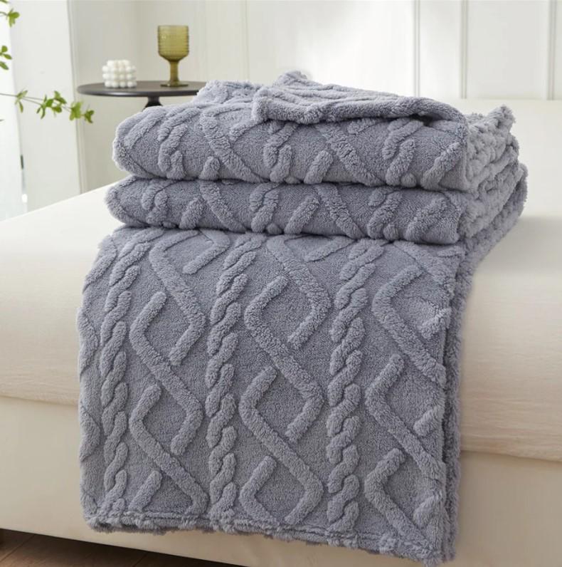 Плед двухспальный пушистый Koloco Ромбик 180х200 см Серый (37601) Плед двухспальный пушистый Koloco Ромбик 180х200 см Серый (37601)