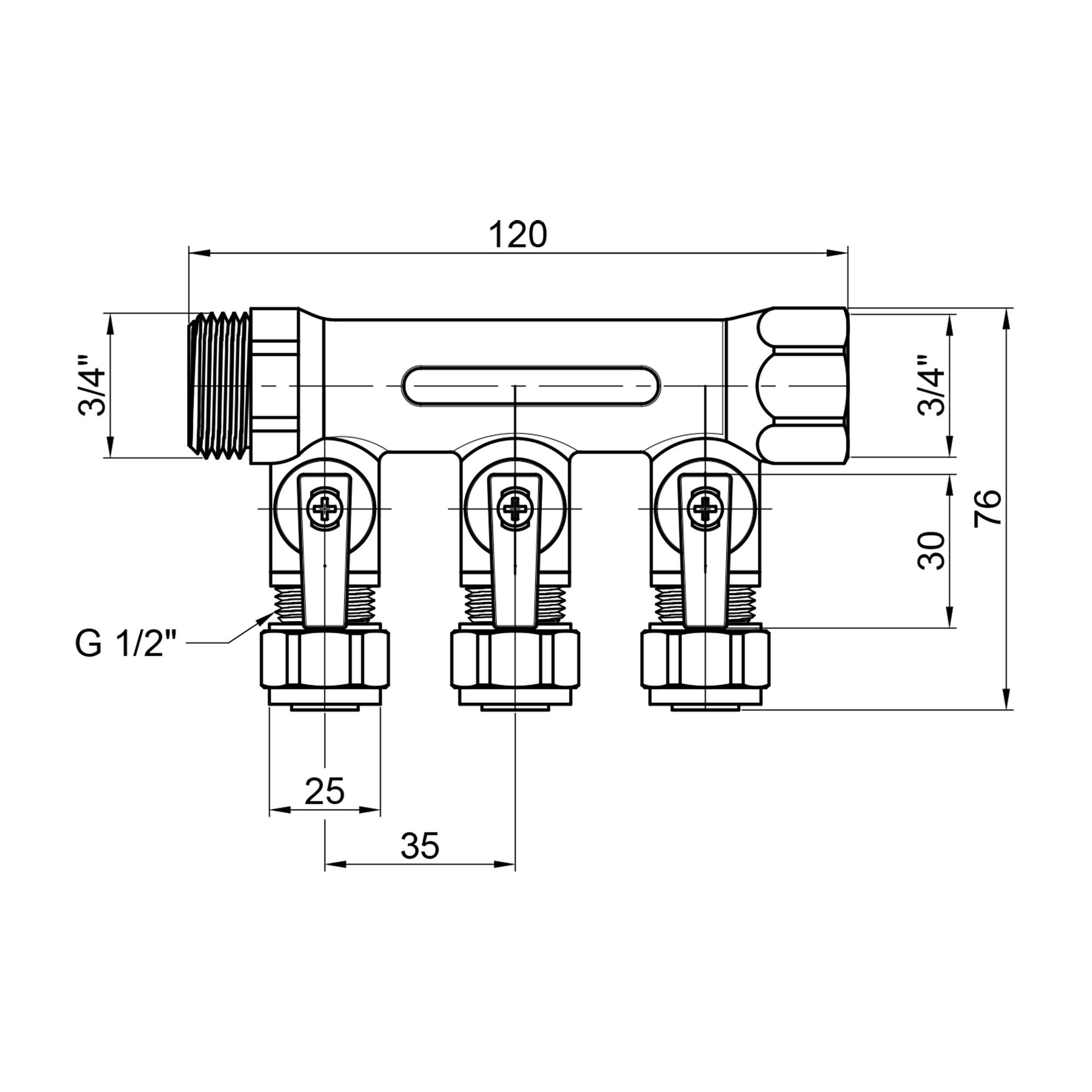 Коллектор SD Plus 3/4" 3 выхода SD231W3 - фото 2