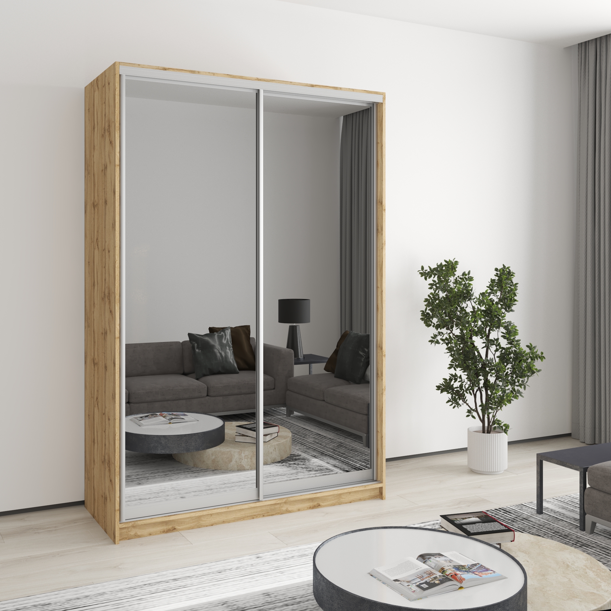 Шкаф-купе двухдверный Mebel Star Стандарт AL MBS-3490 140х60х210 см Дуб тахо (1003822)