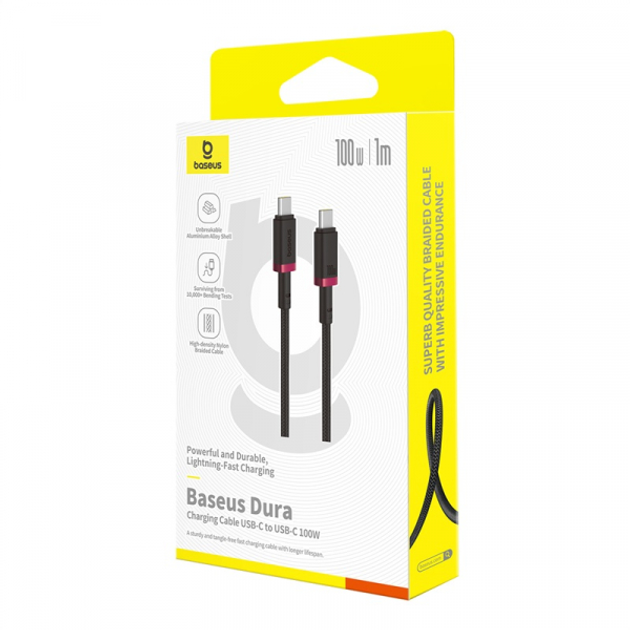 Кабель BASEUS Dura Series Cable Type-C to Type-C P10377803U01-01 100W 1 м Black/Red - фото 2