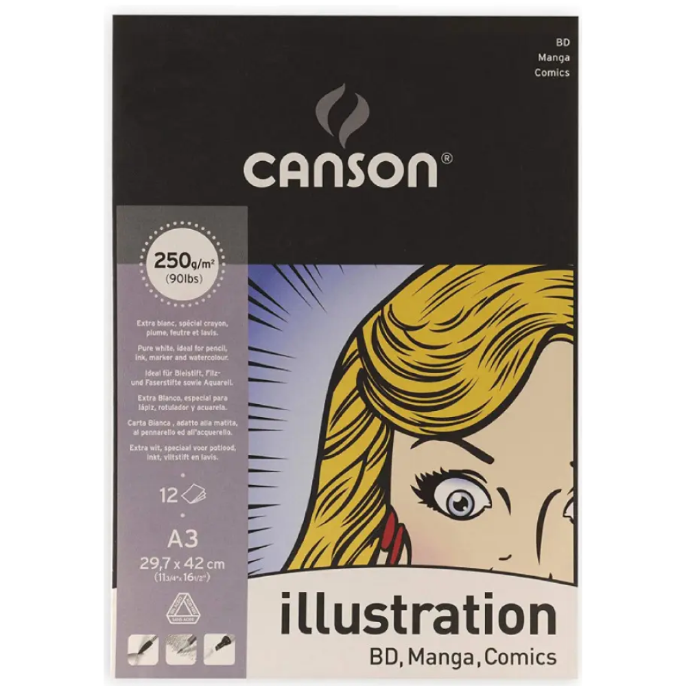 Альбом для маркерів Canson Illustration 250 г/м2 29,7х42 см A3 12 аркушів