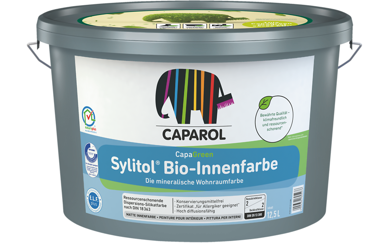 Краска интерьерная силикатная глубоко-матовая Caparol Sylitol Bio-Innenfarbe CG E.L.F. pus база 1 12,5 л (2620733243)