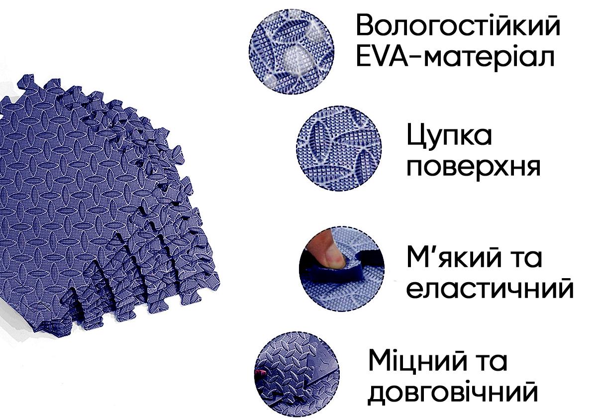 Татами мат EasyFit ласточкин хвост 8 шт. 30х30х1 см Синий (EF-1950-30-BE) - фото 2 Татами мат EasyFit ласточкин хвост 8 шт. 30х30х1 см Синий (EF-1950-30-BE) - фото 2