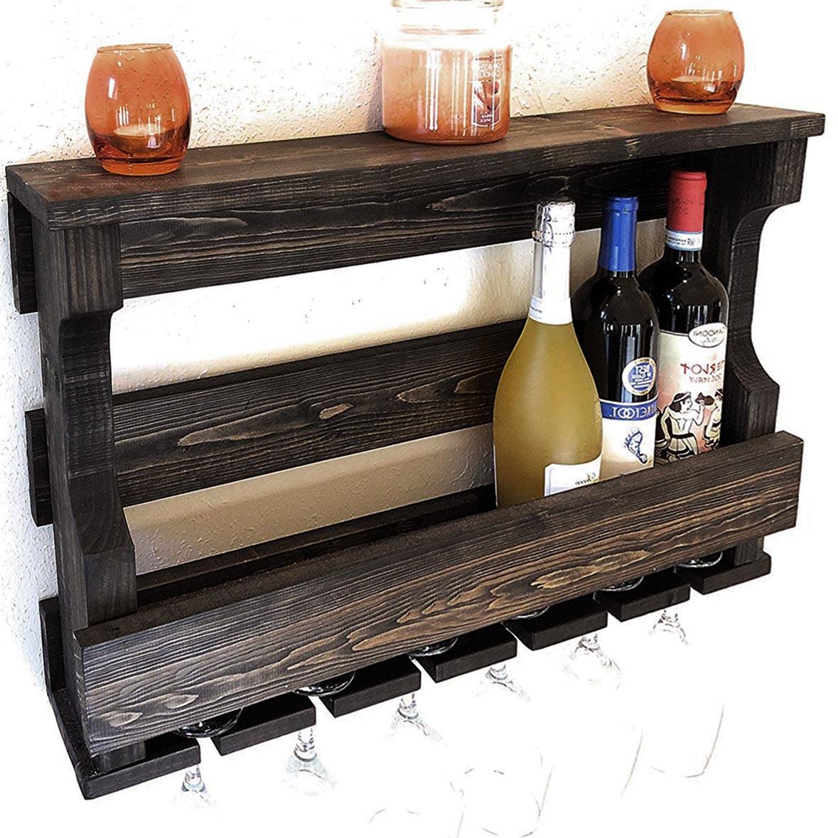 Полка для вина настенная из дерева Мацумото Мокко (ПНК-001110)