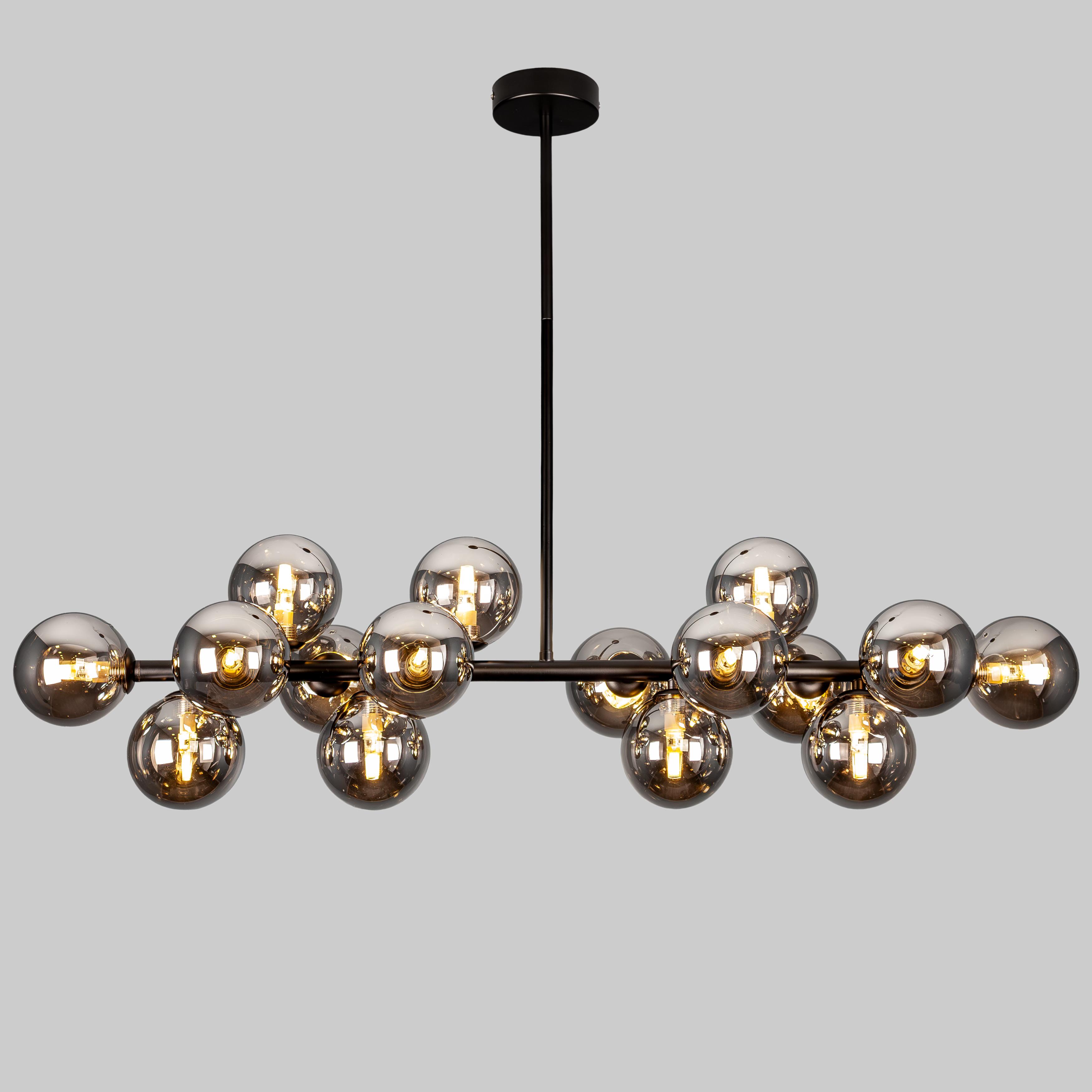 Люстра длинная Bubbles на 16 ламп Черный (84-1020-16 BK+BK) Люстра длинная Bubbles на 16 ламп Черный (84-1020-16 BK+BK)