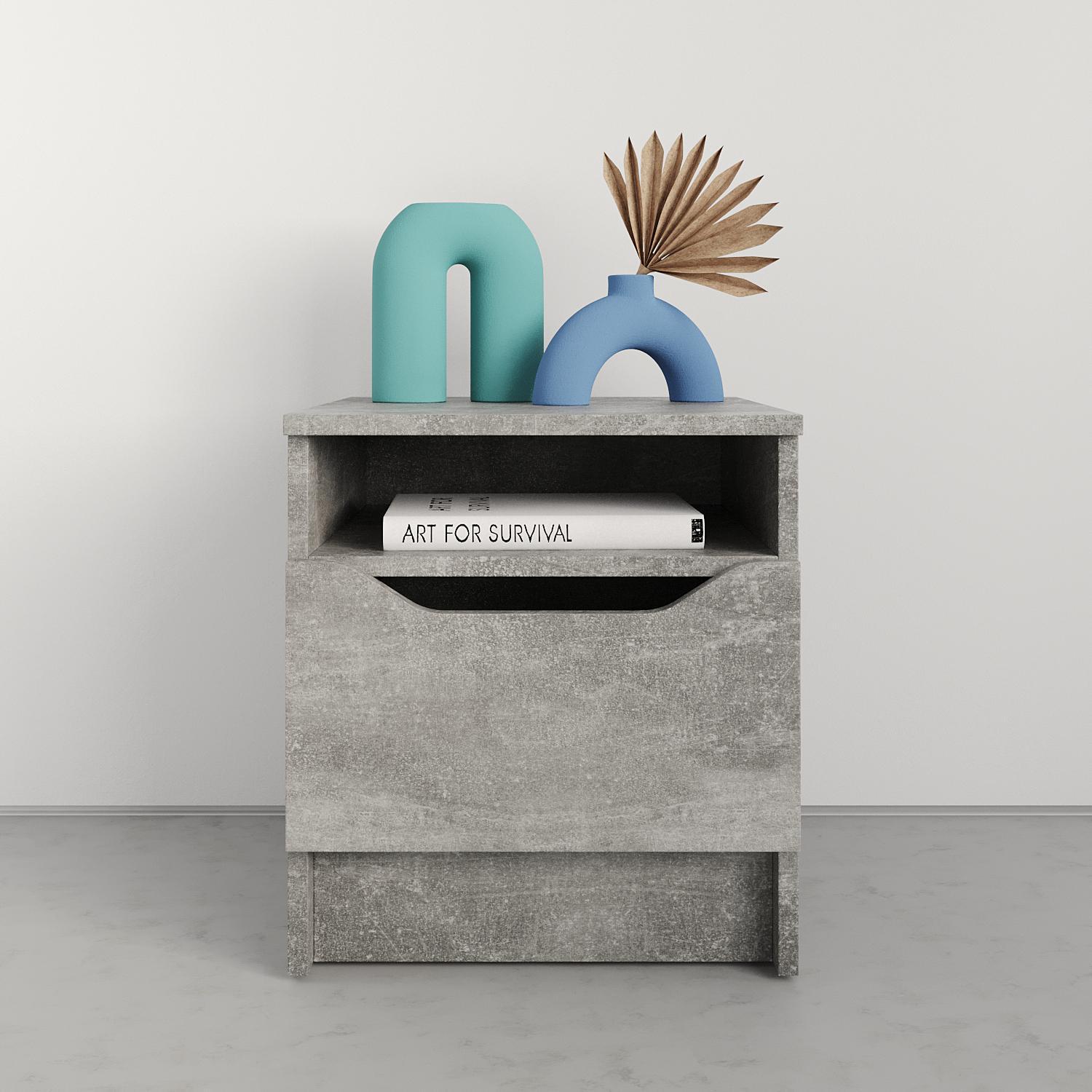 Тумба приліжкова MebelStar Лілу 40x40x44,5 см Бетон (MBS-1379) - фото 2 Тумба приліжкова MebelStar Лілу 40x40x44,5 см Бетон (MBS-1379) - фото 2