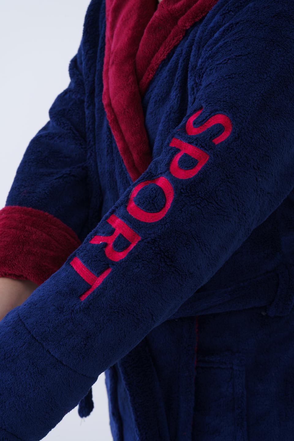 Халат чоловічий UT Store L Темно-синій з бордовим - фото 4 Халат чоловічий UT Store L Темно-синій з бордовим - фото 4