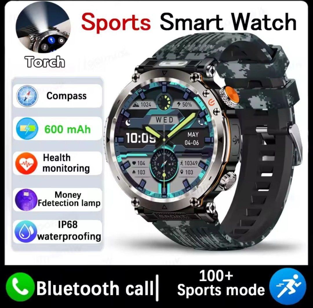 Смарт-годинник 1,7'' HD IP68 з компасом та ліхтариком 600 мАг Синій (2621725716) - фото 8 Смарт-годинник 1,7'' HD IP68 з компасом та ліхтариком 600 мАг Синій (2621725716) - фото 8