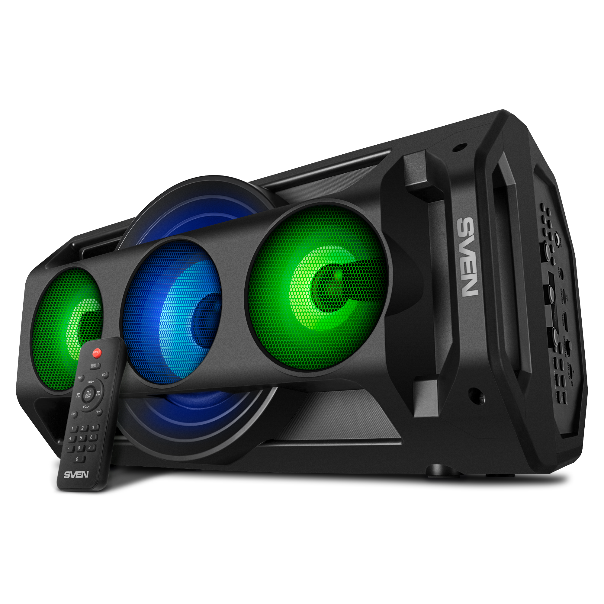 Портативная Bluetooth-колонка Sven PS-680 65 Вт с RGB-подсветкой и караоке Чорний