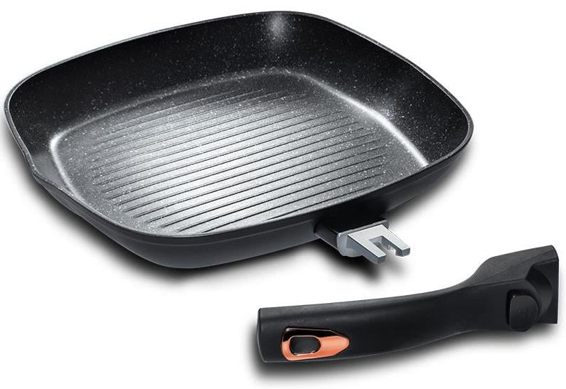 Сковорода-гриль Berlinger Haus Black Rose 28х28х4,1см с мраморным покрытием и съемной ручкой (BH-1953)