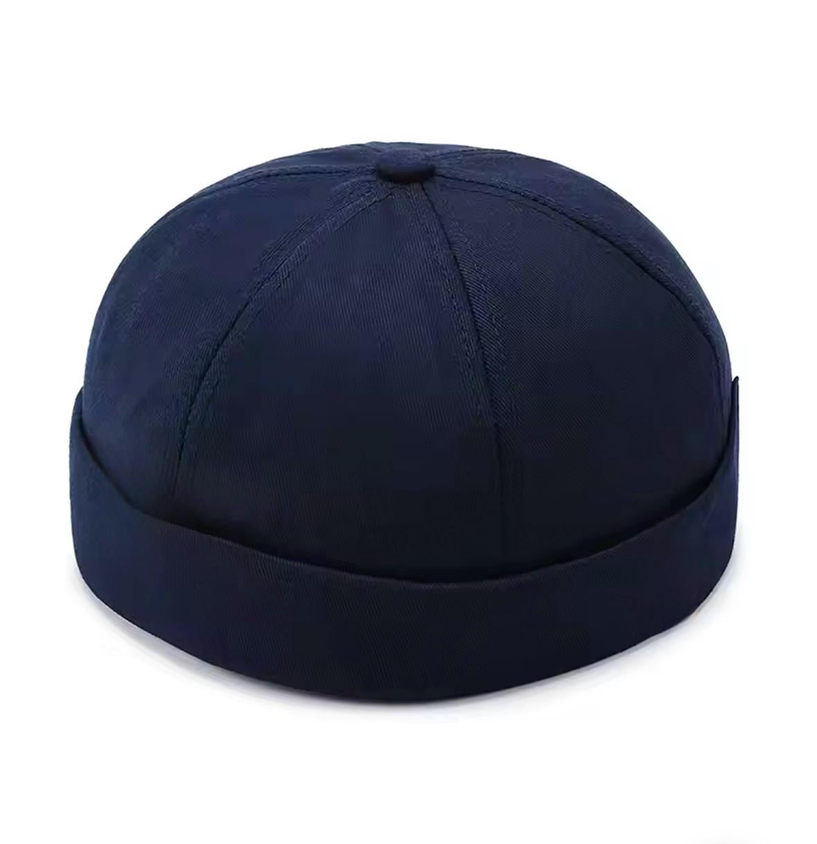 Кепка докер классический Wuke однотонная мини без козырька унисекс one size Темно-синий