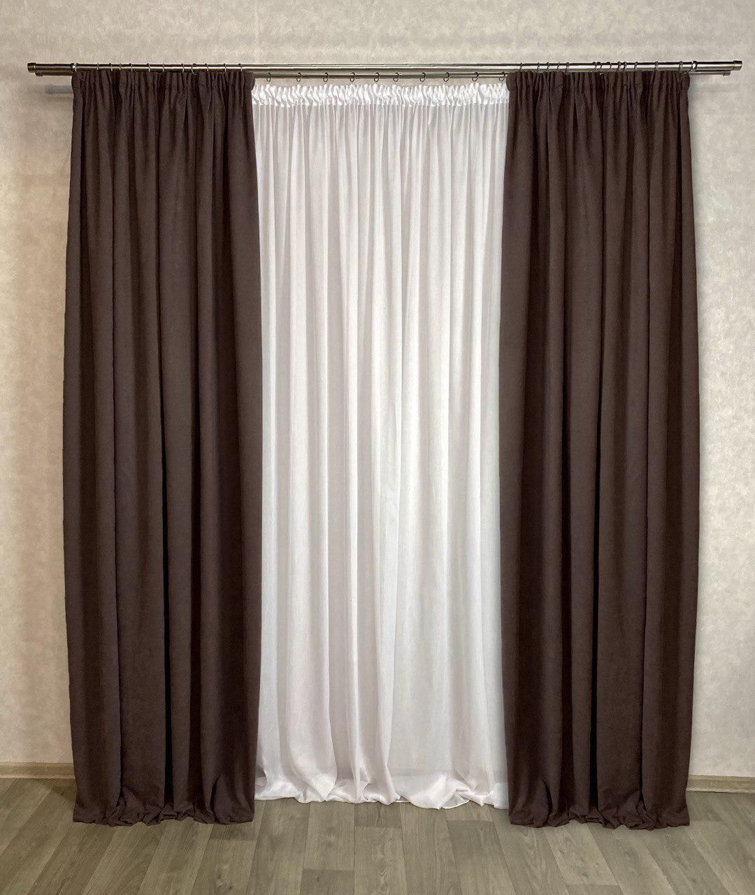 Комплект штор Diamond микровелюр 150х280 см 2 шт. Каштановый (1403-504-150-280) - фото 1 Комплект штор Diamond микровелюр 150х280 см 2 шт. Каштановый (1403-504-150-280) - фото 1