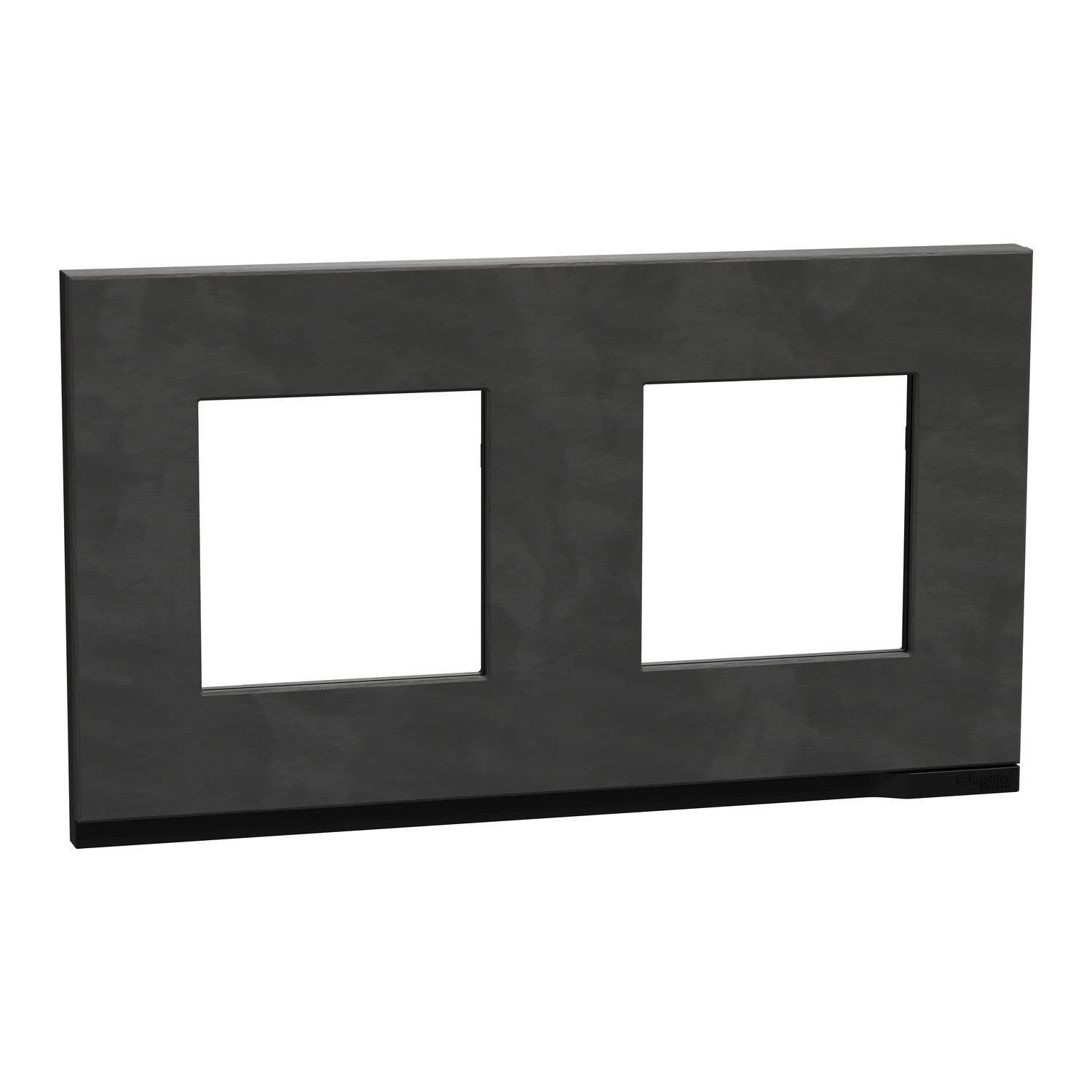 Рамка двухместная Schneider Electric Unica Pure горизонтальная Камень/Антрацит (NU600487)