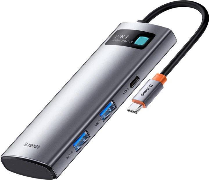USB-хаб BASEUS Metal Gleam Series 7-in-1 Multifunctional Type-C HUB Docking Station Gray (KST-WKWG020113)