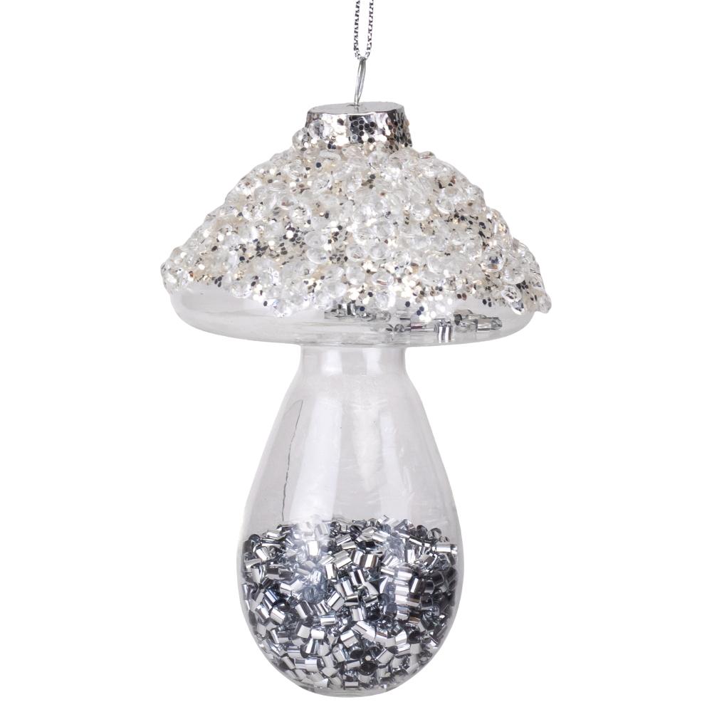 Елочная игрушка Серебряный гриб 10 см 3 шт. (6029-008)