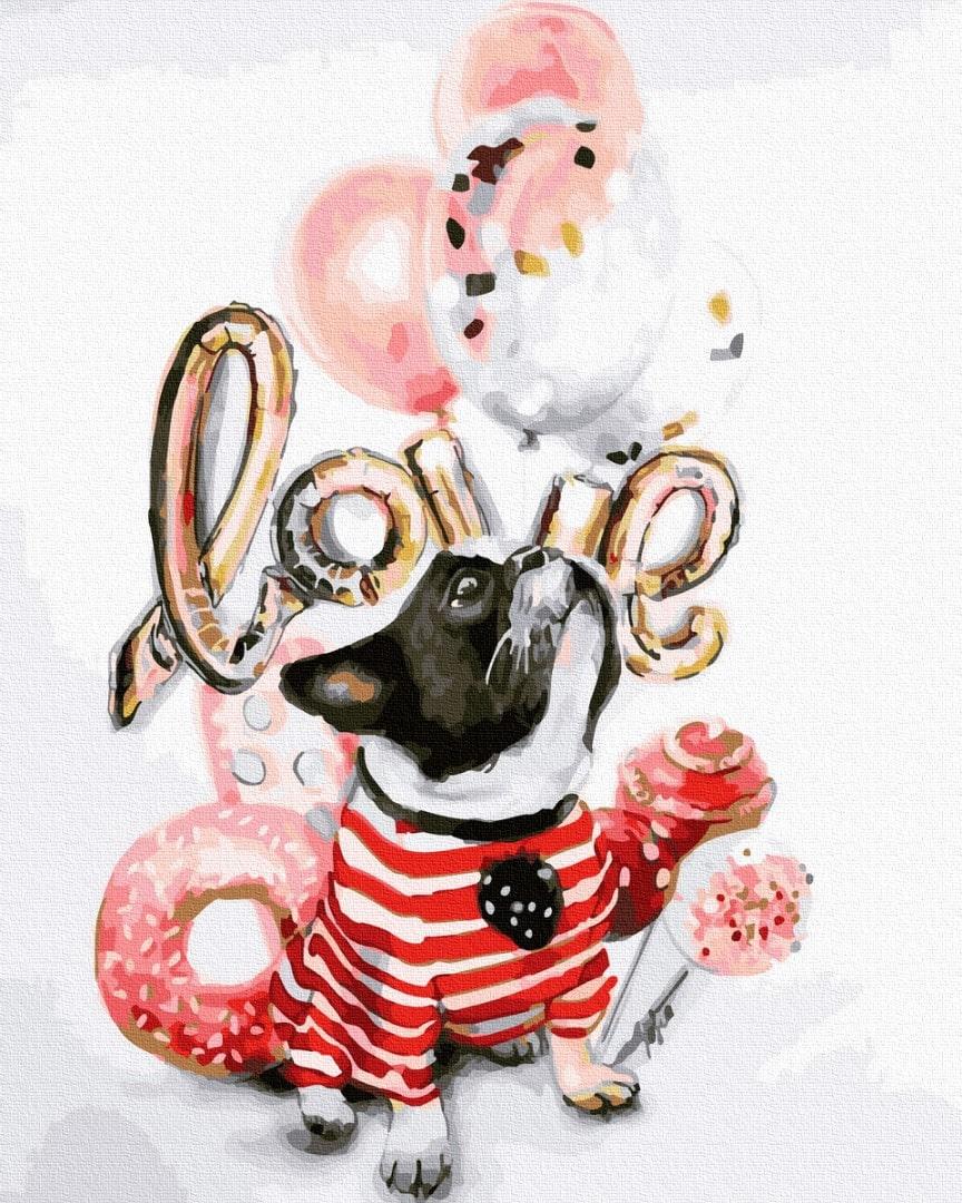 Картина по номерам Brushme GX35076 Влюбленных мопсов 40x50 см (1412477181)